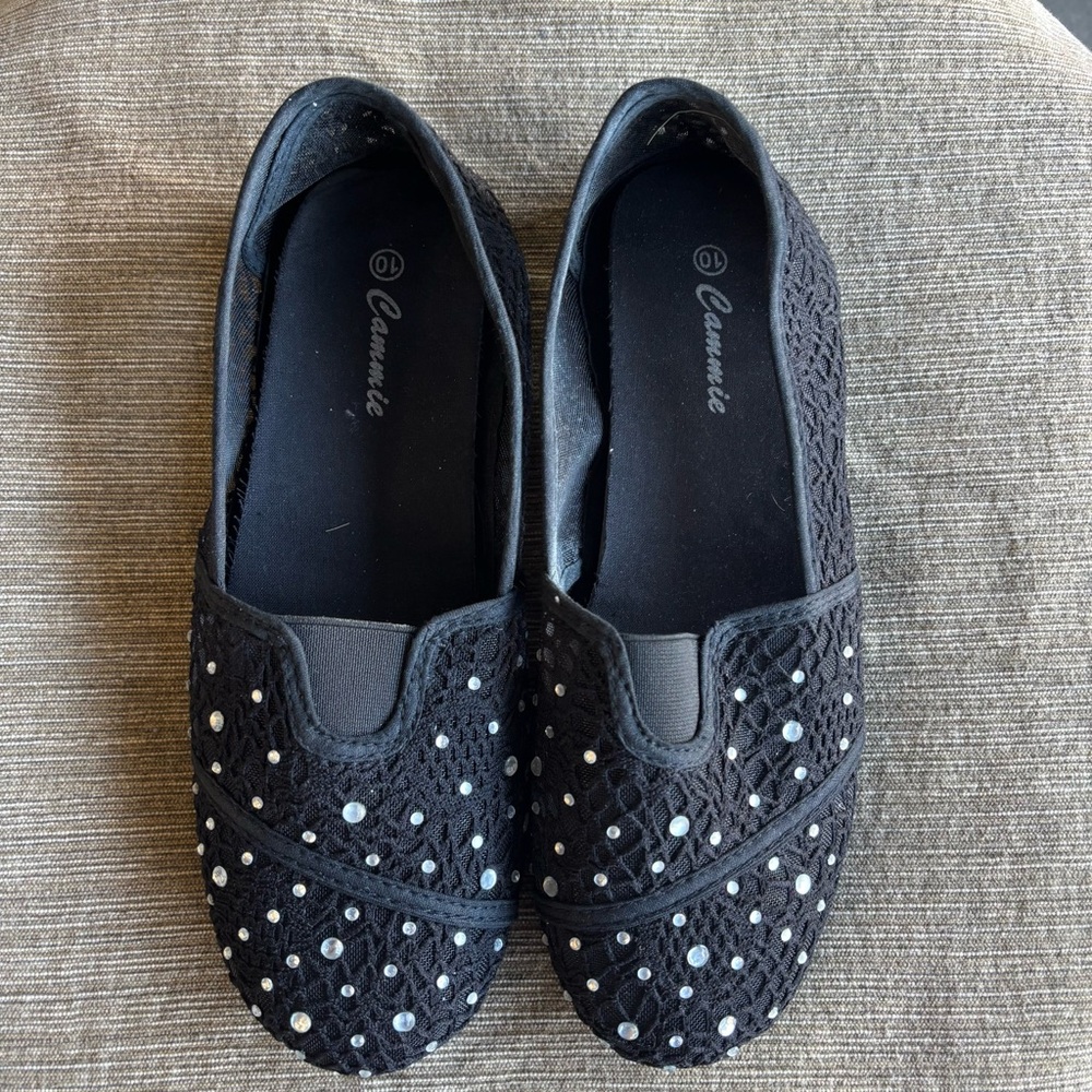 NEVER WORN Black Slip-on Shoe with Sequins